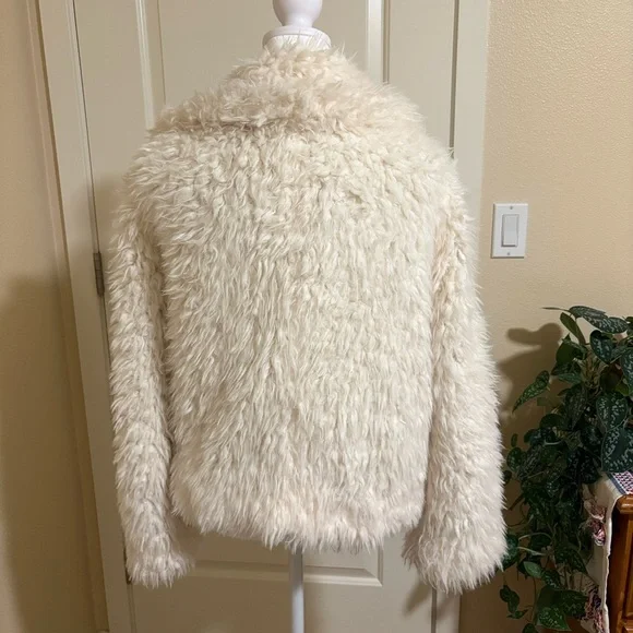 Reformation Cream Faux Fur Toggle Coat